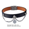 Steel Snowflake Pendant Tassel Chain Button Buckle Sexy Punk Leather necklace collar Choker Necklace 36CM