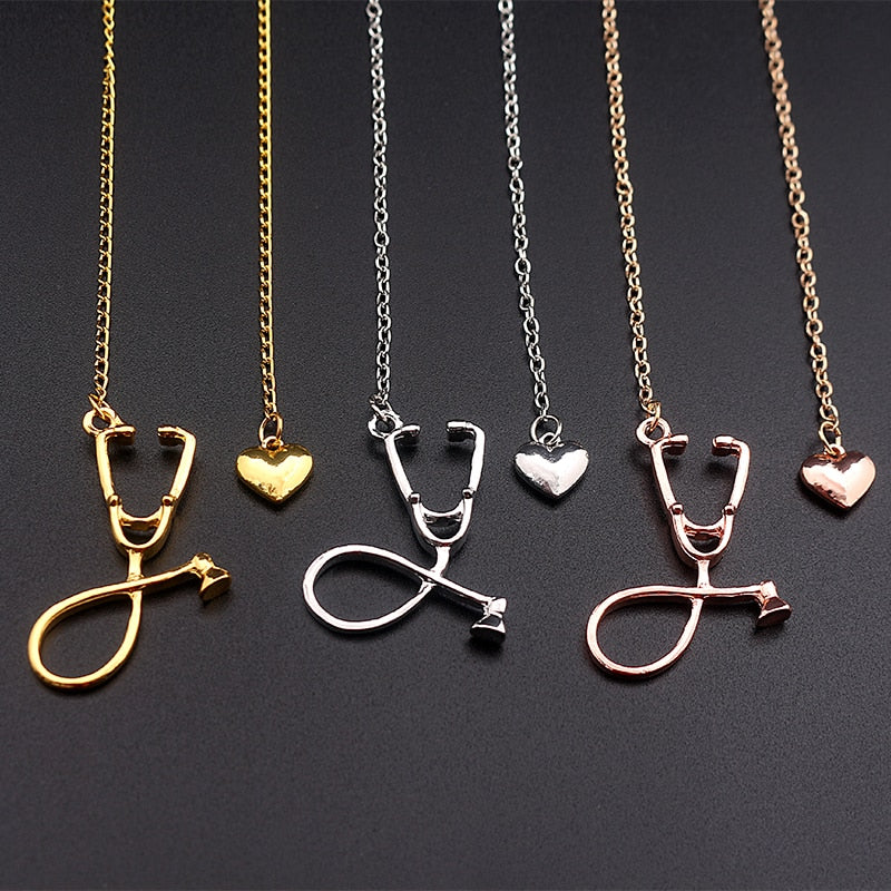 Stethoscope nurse Necklaces Bracelet Heart Pendants Doctors Valentine's Day gift