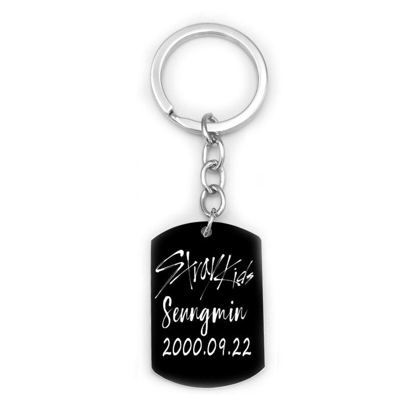 Stray Kids Member Birthday Name Stainless Steel Pendant Necklace Black Metal Tag Necklaces For Women Men Jewelry