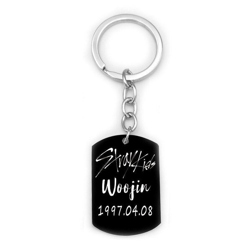 Stray Kids Member Birthday Name Stainless Steel Pendant Necklace Black Metal Tag Necklaces For Women Men Jewelry