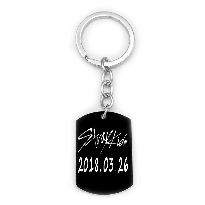 Stray Kids Member Birthday Name Stainless Steel Pendant Necklace Black Metal Tag Necklaces For Women Men Jewelry