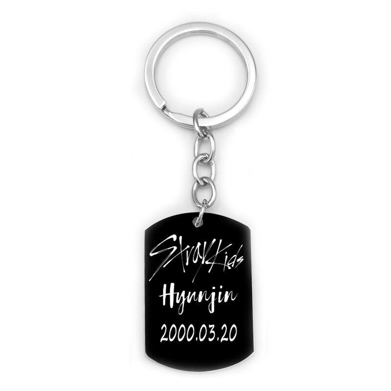 Stray Kids Member Birthday Name Stainless Steel Pendant Necklace Black Metal Tag Necklaces For Women Men Jewelry