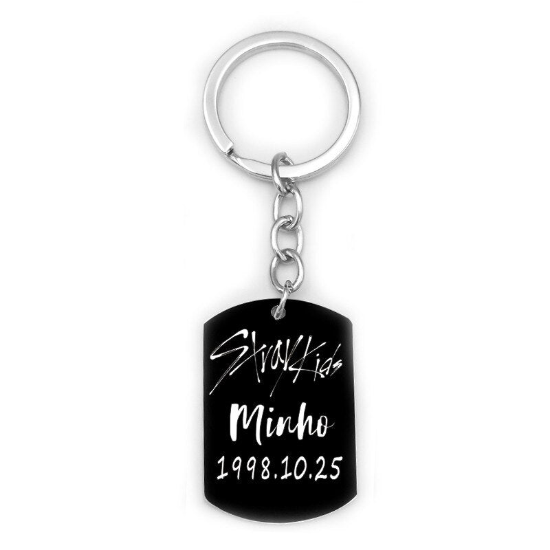 Stray Kids Member Birthday Name Stainless Steel Pendant Necklace Black Metal Tag Necklaces For Women Men Jewelry