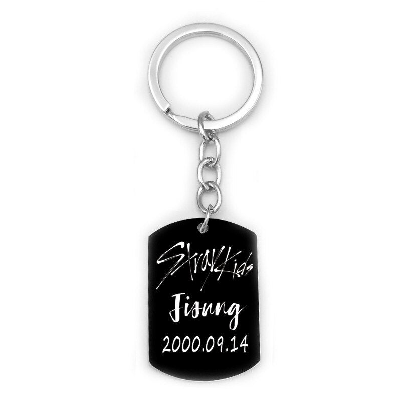 Stray Kids Member Birthday Name Stainless Steel Pendant Necklace Black Metal Tag Necklaces For Women Men Jewelry