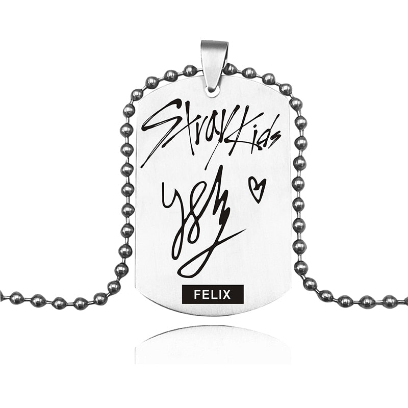 Stray Kids Member Birthday Signature Pendant Stainless Steel Necklace Accessories For Men Women Birthday Gift