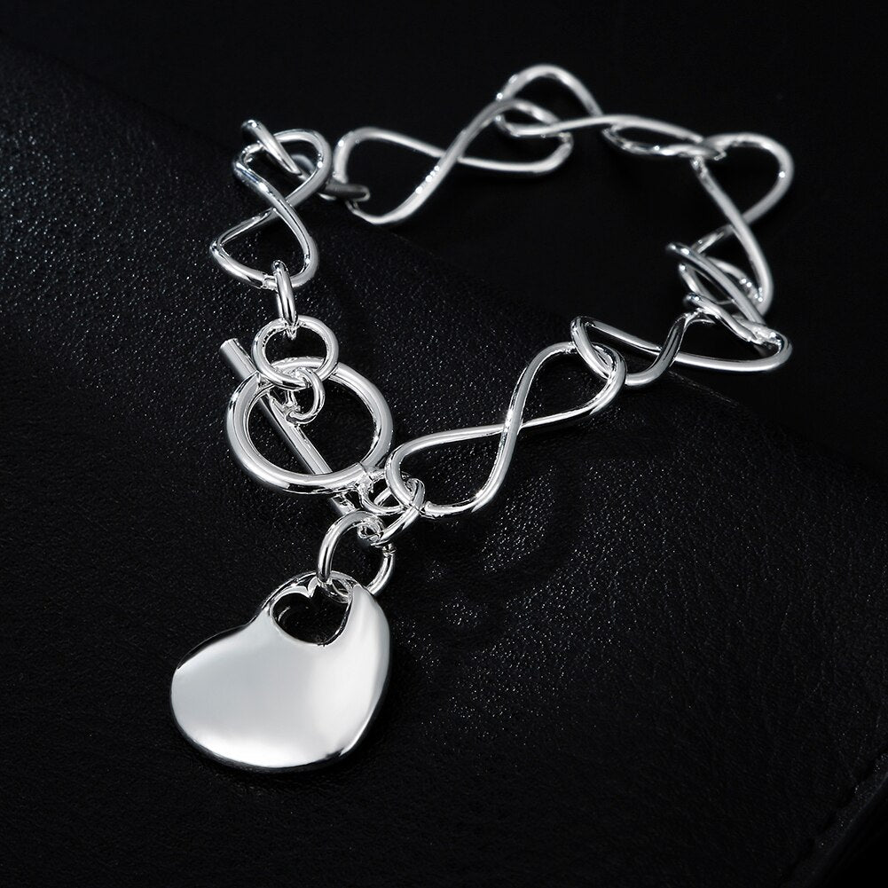Street all-match 925 sterling silver charm heart Bracelets for women party Wedding accessories jewelry Couple gifts