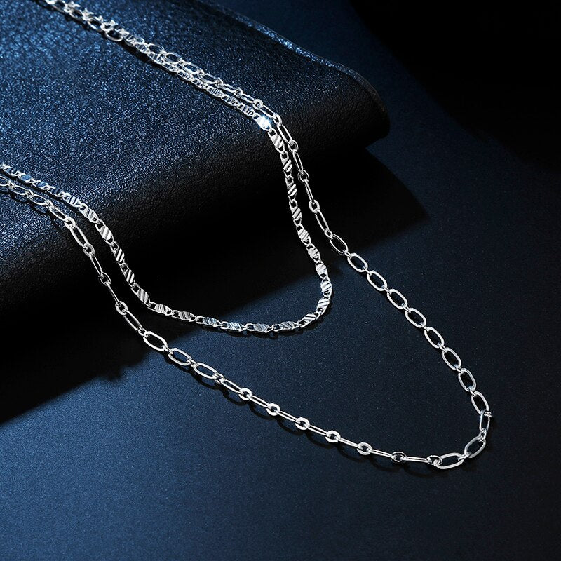 Street all-match jewelry 925 Stamped silver classic double chain necklaces for women party Wedding Jewelry gifts