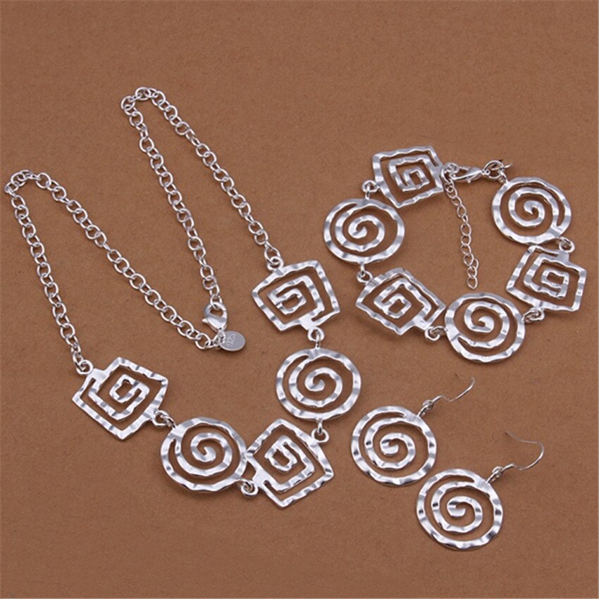 Street 925 Stamped Silver classic thread earrings bracelets neckalces Jewelry sets for women Party wedding gifts