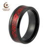 New Style 8mm Black Tungsten Carbide Ring Red Dragon over Black Carbon Fibre Mens Womens Wedding Band Size 5-15