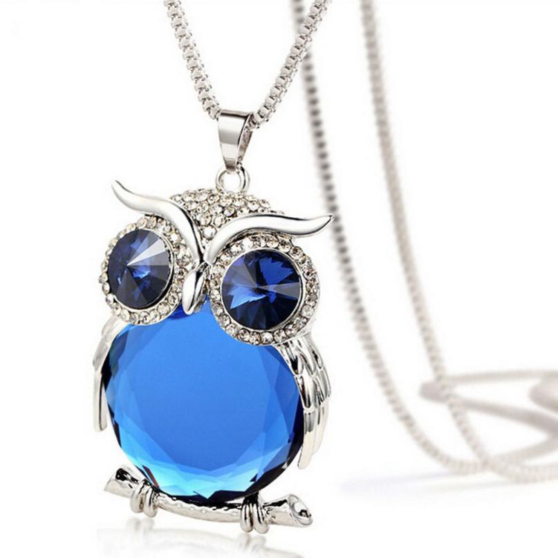 New Style Charmant Women Necklace Owl Pendant Rhinestone Sweater Chain Long Necklaces Jewelry Ornaments Exquisite Torque Trinket