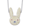 Style Hip Hop Zircon Cartoon Rabbit Pendant Necklace Cute Animal Men's Casual Jewelry