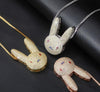 Style Hip Hop Zircon Cartoon Rabbit Pendant Necklace Cute Animal Men's Casual Jewelry