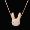 Style Hip Hop Zircon Cartoon Rabbit Pendant Necklace Cute Animal Men's Casual Jewelry