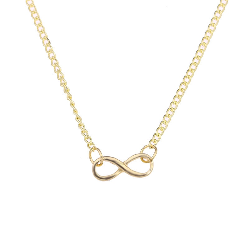 New Style Infinite-Love gold-color Pendant necklace Fashion Statement Clavicle Chains Necklace For Women Jewelry with card