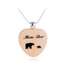 Style Jewelry Wood Mama bear Animal Love Heart Shape Pendant Necklace Beads Chain Collar Choker Necklace Jewelry
