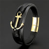 Styles  Anchor Bracelet Men Genuine Leather Bracelet Male Stainless Steel Bracelets Women Preferred Gift Pulseras