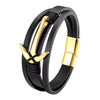 Styles  Anchor Bracelet Men Genuine Leather Bracelet Male Stainless Steel Bracelets Women Preferred Gift Pulseras