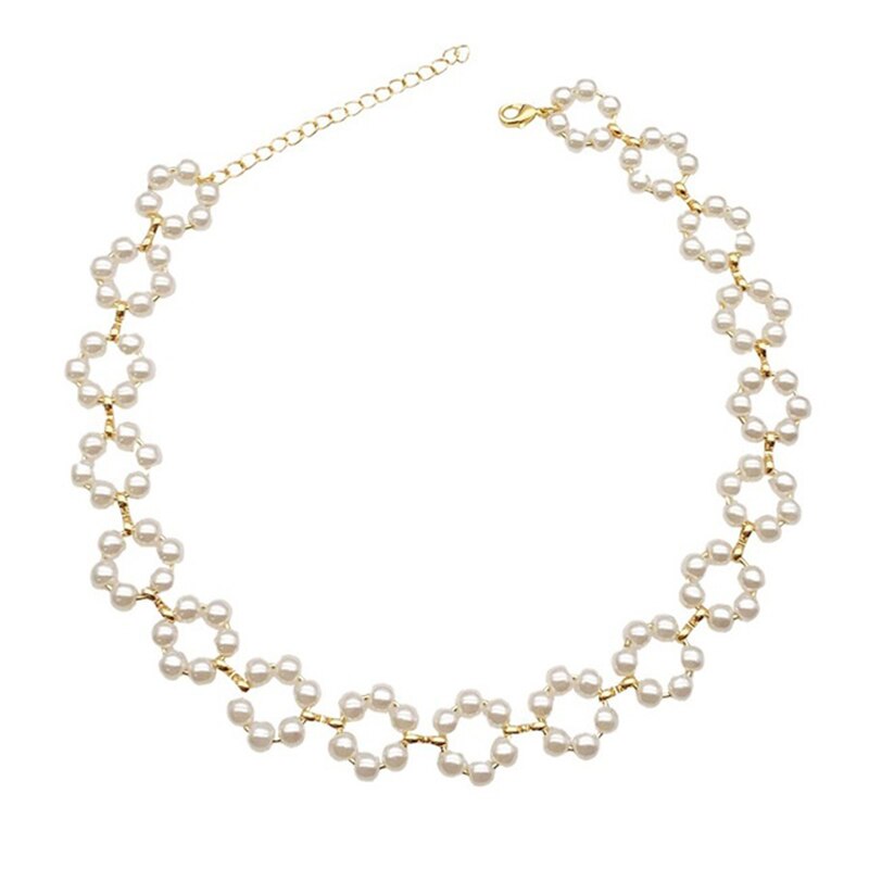 Sweet Naive and Romantic Necklaces For Women Korean Style Vintage Pearl Clavicle Chain Trendy String Beaded Bohemian Jewelry