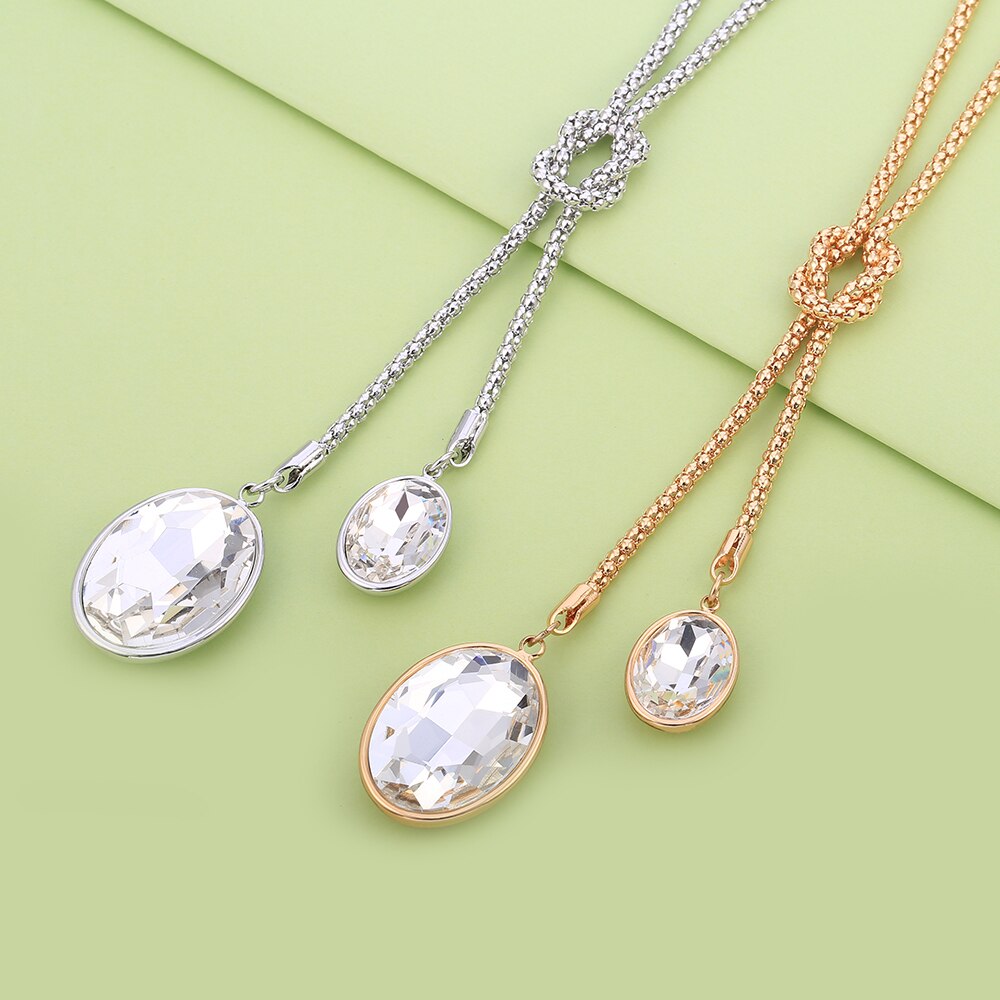 Tendency Tie Crystal Pendant Necklace With Gold Rhinestone Decorated For Women Lucky Jewelry Female Gift 2022
