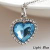 New Titanic Heart Of Ocean Crystal Rhinestone Heart Sharped Pendant Necklace Blue Champagne Pink Fine Jewelry