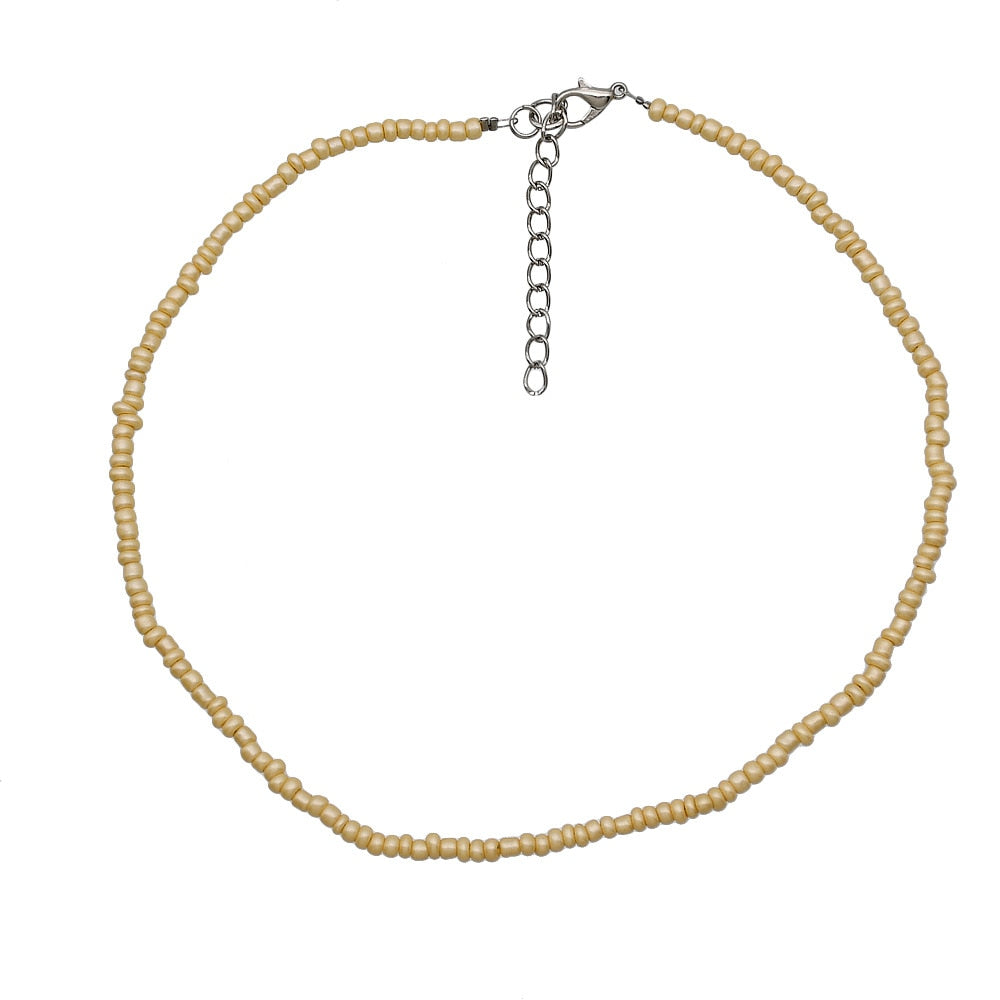 Trend 4mm Choker  Bohemia Short Necklace Hand Beaded Color Bead Necklace