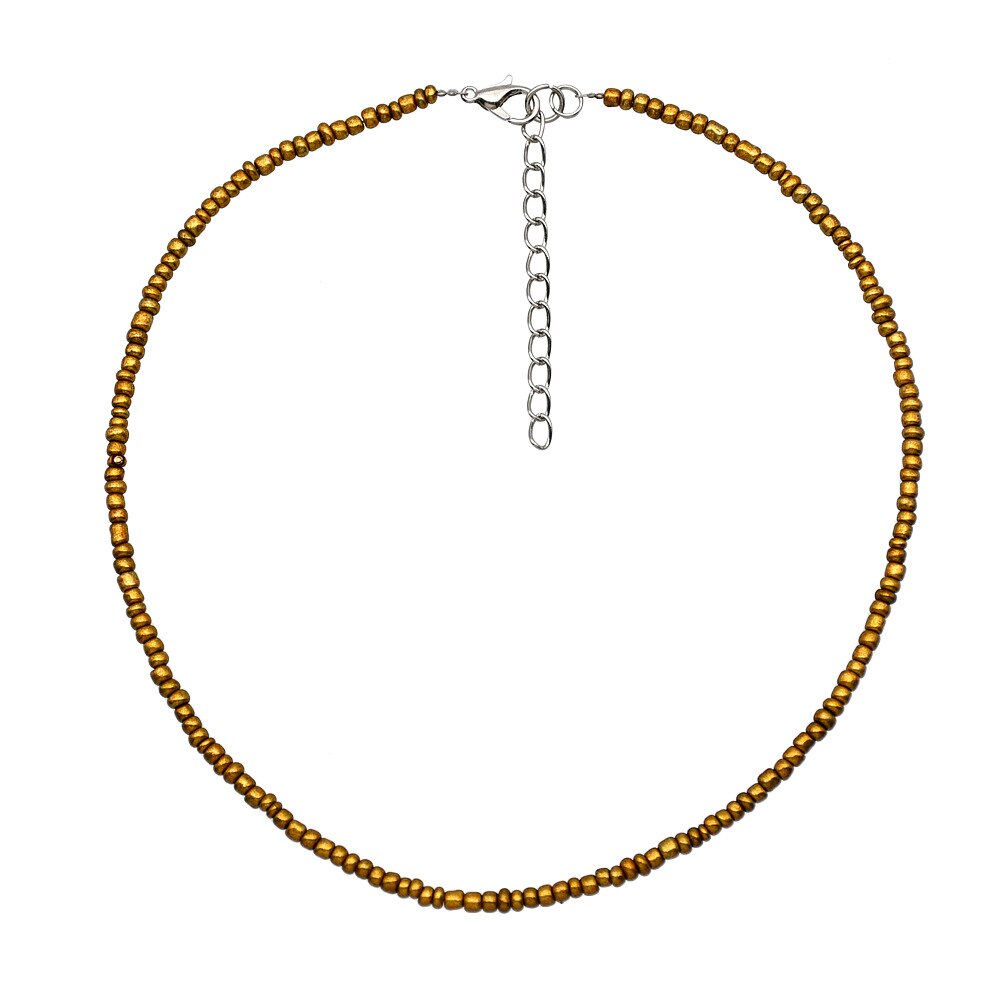 Trend 4mm Choker  Bohemia Short Necklace Hand Beaded Color Bead Necklace