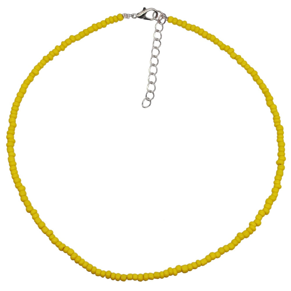 Trend 4mm Choker  Bohemia Short Necklace Hand Beaded Color Bead Necklace