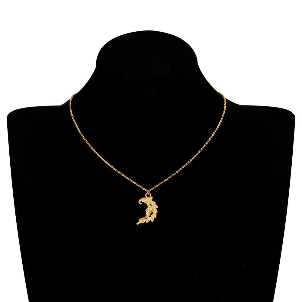 New Trendy 15*27mm Moon Pendant Necklaces for Women Gold Color Rhodium Long Copper Chain Statement Necklace Party Jewelry Gifts