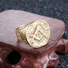Trendy AG Freemasonry Pattern Ring Men's Ring Metal Gold Plated Freemasonry Ring Accessories Party Jewelry