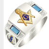 Trendy AG Masonic Ring Men's Ring Bohemian Crystal Inlaid Metal Ring Accessories Party Jewelry