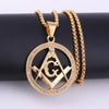 Trendy AG Masonic Round Pendant Necklace Men's Necklace Bohemian Crystal Inlaid Metal Pendant Accessories Party Jewelry