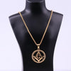 Trendy AG Masonic Round Pendant Necklace Men's Necklace Bohemian Crystal Inlaid Metal Pendant Accessories Party Jewelry