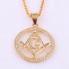 Trendy AG Masonic Round Pendant Necklace Men's Necklace Bohemian Crystal Inlaid Metal Pendant Accessories Party Jewelry