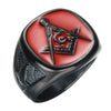 Trendy Ag Masonic Pattern Ring Men's Ring Black Metal Ring Accessories Party Jewelry