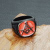 Trendy Ag Masonic Pattern Ring Men's Ring Black Metal Ring Accessories Party Jewelry