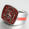 Trendy American Firefighter Ring Men's Ring Metal Silver Plated Ring Accessories Party Jewelry