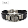Trendy American Route 66 Printed Pattern Bracelet Men's Bracelet Metal Multilayer Leather Bracelet Accessories Party Jewelry
