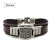 Trendy American Route 66 Printed Pattern Bracelet Men's Bracelet Metal Multilayer Leather Bracelet Accessories Party Jewelry