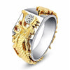 Trendy Animal Gold-Plated Dragon Austrian Rhinestone Inlaid Ring Men's Ring Bohemian Crystal Inlaid Ring Accessories Jewelry