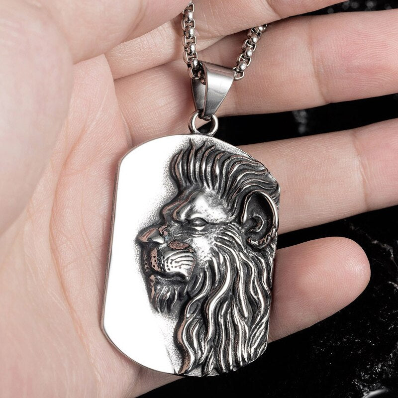 Trendy Animal Lion Pendant Necklace for Men Metal Sliding Shark Necklace Pendant Accessories Party Jewelry