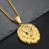 Trendy Animal Long Hair Lion Head Pendant Necklace Men's Necklace Metal Sliding Inlaid Crystal Necklace Accessories Jewelry
