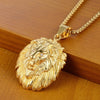 Trendy Animal Long Hair Lion Head Pendant Necklace Men's Necklace Metal Sliding Inlaid Crystal Necklace Accessories Jewelry