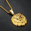 Trendy Animal Long Hair Lion Head Pendant Necklace Men's Necklace Metal Sliding Inlaid Crystal Necklace Accessories Jewelry