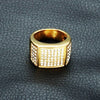 Trendy Austrian Rhinestone Inlaid Ring Men's Ring Bohemian Crystal Inlaid Metal Ring Accessories Party Jewelry