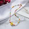 Trendy Beaded Choker Colorful Transparent Daisy Flower Smiley Necklace for Women Summer Jewelry