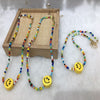 Trendy Beaded Choker Colorful Transparent Daisy Flower Smiley Necklace for Women Summer Jewelry