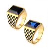 Trendy Bohemian Blue Crystal Inlaid Ring Men's Ring Metal Gold-Plated Crystal Inlaid Ring Accessories Party Jewelry