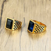 Trendy Bohemian Blue Crystal Inlaid Ring Men's Ring Metal Gold-Plated Crystal Inlaid Ring Accessories Party Jewelry