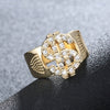 Trendy Bohemian Crystal Inlaid $$ Dollar Shape Ring Men's Ring Metal Gold-Plated Ring Accessories Party Jewelry