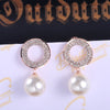 Trendy Bohemian Crystal Inlaid Earrings Pearl Pendant for Women Water Drop Pendant Earrings Accessories Party Jewelr